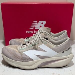 New Balance Fuel Cell Rebel V5 Moorock-Linen-White Athletic Sneakers 13M